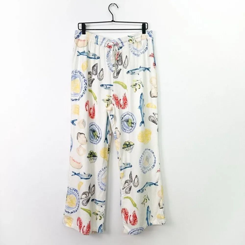 Calypso St. Barth Women’s Novelty Printed Summer Tapas Seafood Linen Blend Pull